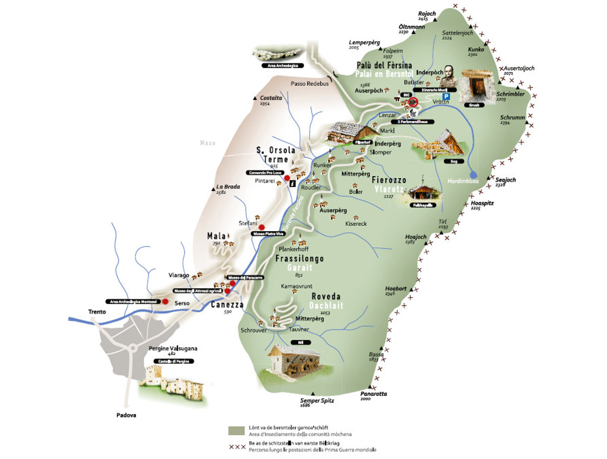 Mappa Valle dei Mocheni